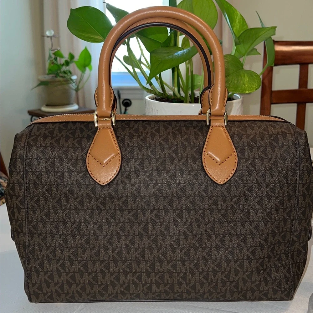 Michael Kors Dark Brown Monogram Satchel - Picture 2 of 4
